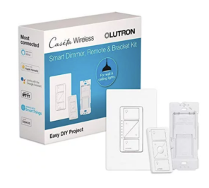 Lutron P-PKG1WB-WH Caseta 3 Way Smart Dimmer Light Switch Kit, Includes Pico Remote, Bracket, and LED Dimmer Switch, No Neutral Required