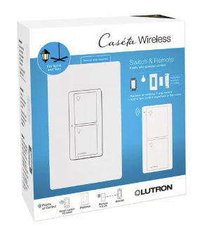Lutron P-PKG1WS-WH-R Caseta Smart Switch Kit with Remote, White