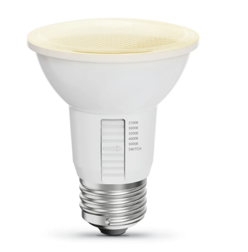 Feit Electric PAR20DM/6WYCA/2 (50W Replacement) Adjustable White PAR20 Dimmable LED Light, Multi-Color Temperature, Wattage 5W, Voltage 120V 4 Pack