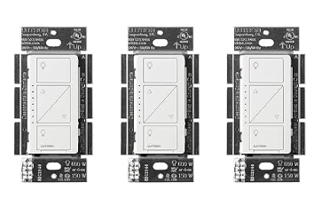 Lutron PD-6WCL-WH-3-A Caseta Original Smart Dimmer Switch (Lutron Smart Hub Required), for LED Lights, 150 Watt, Single-Pole/3-Way, No Neutral Required, White - 3 Pack
