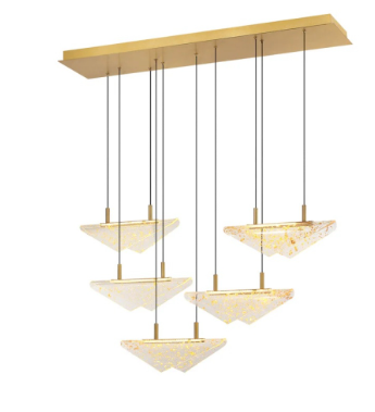 SDQ Lighting PD10105BG Maren 42 in. 5-Light Gold Integrated LED Linear Chandelier, Voltage 120V