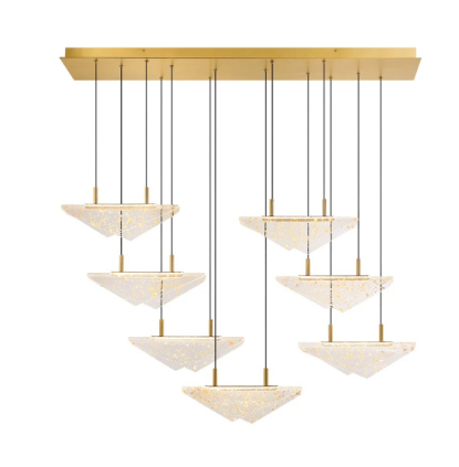 SDQ Lighting PD10107BG Maren 48 in. 7-Light Gold Integrated LED Linear Chandelier, Voltage 120V