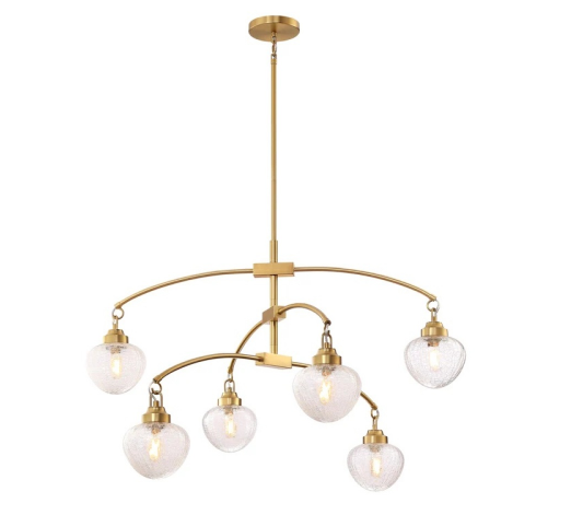 SDQ Lighting PD10306BG Aria LED Chandelier 6 Light Brushed Gold Light, Voltage 120V
