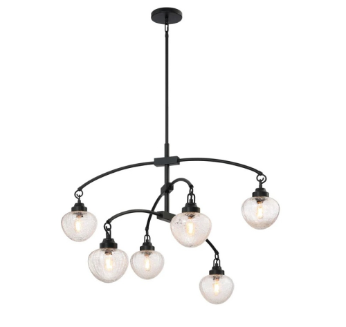 SDQ Lighting PD10306BK Aria LED Chandelier 6 Light Matte Black Light, Voltage 120V