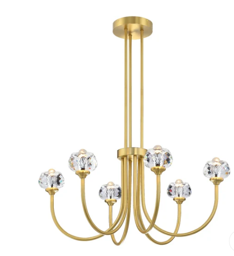 SDQ Lighting PD10506BG Floret Modern Brushed Gold Lighting Chandelier, CCT 3000K/4000K/5000K, Voltage 120V