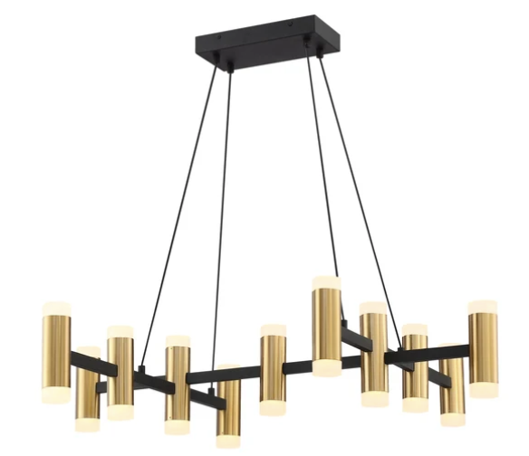 SDQ Lighting PD30637SBWG Stemma 37.25" LED Acrylic Chandelier Light, Color Temperature 3000K, Wattage 60 W, Sand Black / Warm Gold Finish