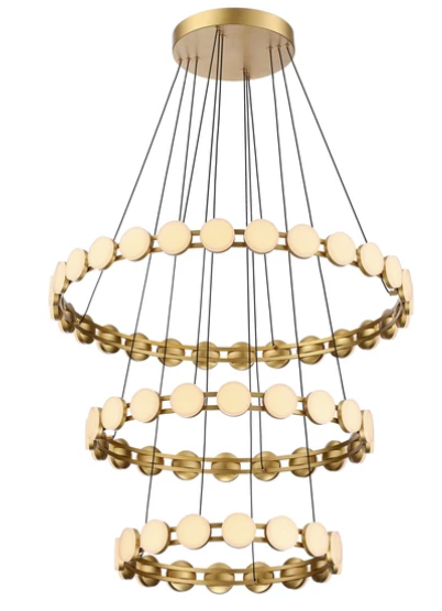 SDQ Lighting PD30802BG Wigo 32" Opal Acrylic LED Chandelier, Wattage 173W, Paint Brushed Gold Finish