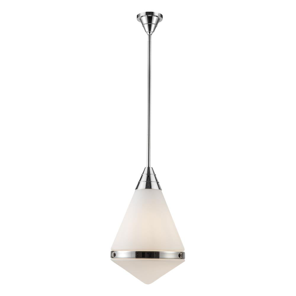 Alora Lighting PD348022PNOP Willard 1 Light 13.5 inch Polished Nickel Pendant Ceiling Light in Opal Glass
