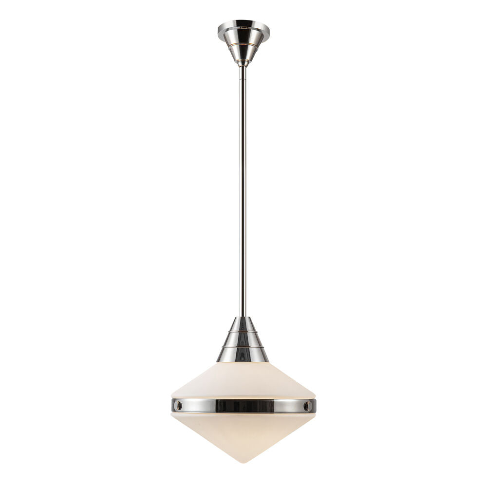 Alora Lighting PD348114PNOP Willard 1 Light 13.5 inch Polished Nickel Pendant Ceiling Light in Opal Glass