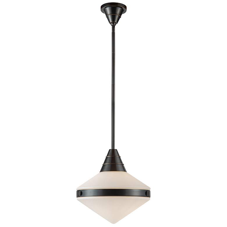 Alora Lighting PD348114UBOP Willard 1 Light 13.5 inch Urban Bronze Pendant Ceiling Light in Opal Glass
