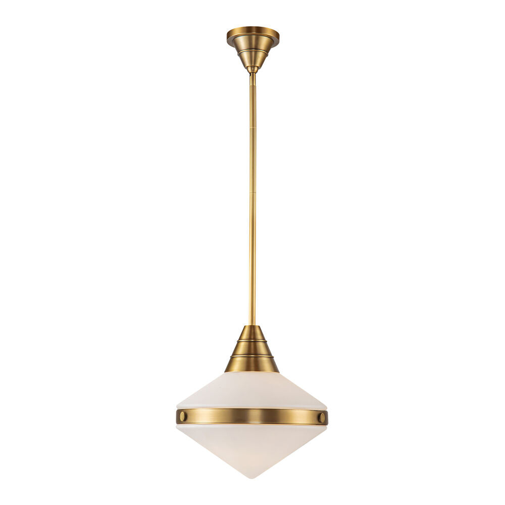 Alora Lighting PD348114VBOP Willard 1 Light 13.5 inch Vintage Brass Pendant Ceiling Light in Opal Glass