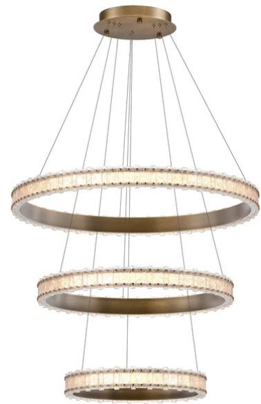 SDQ Lighting PD35602VB Akershus 44" Contemporary LED Chandelier Light, Vintage Brass Finish