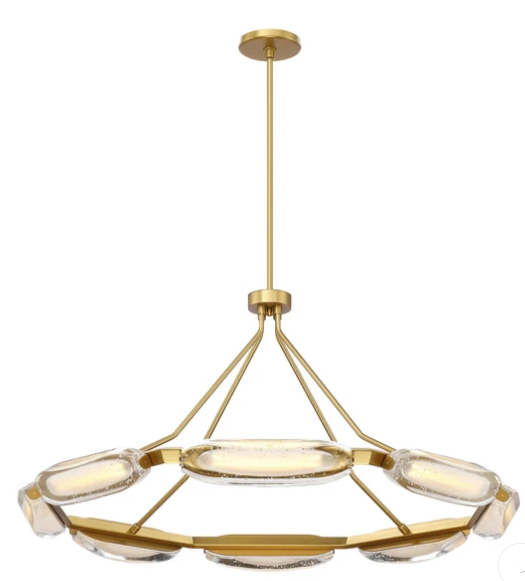 SDQ Lighting PD36008BG Bloc de Glace 43.13" Modern LED Hanging Chandelier, Brushed Gold Finish