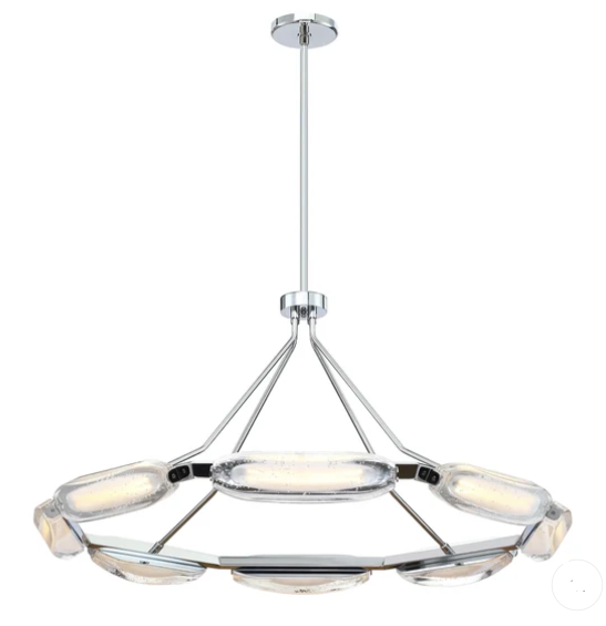 SDQ Lighting PD36008CH Bloc de Glace 43.13" Modern LED Hanging Chandelier, Chrome Finish