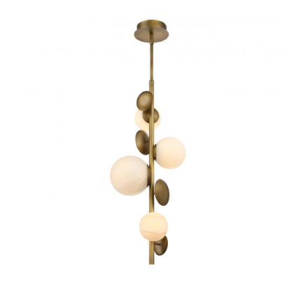 SDQ Lighting PD36704VB Modern Vintage Brass / Alabaster LED Mini Drop Lighting Fixture