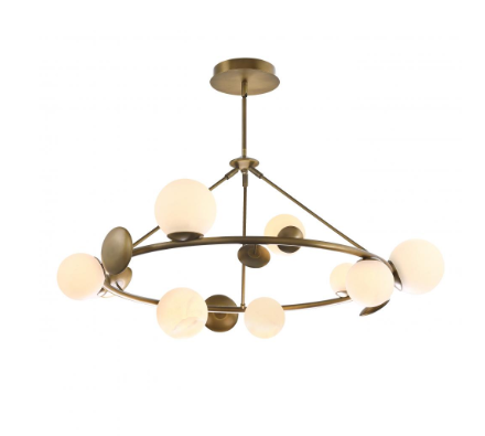 SDQ Lighting PD36709VB Contemporary Vintage Brass / Alabaster LED Chandelier Light