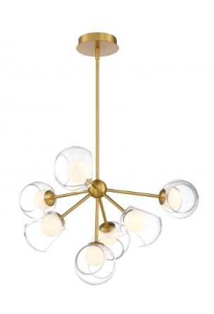 SDQ Lighting PD37207BG Modern Brushed Gold LED Chandelier Light