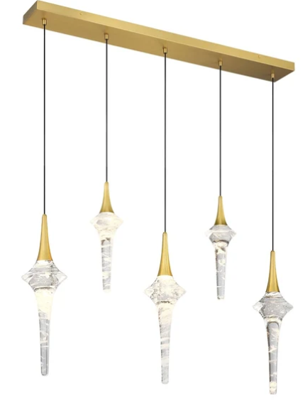 SDQ Lighting PD39205BG Melt 38.25" LED Pendant Light, Multi-Color Temperature, Wattage 25W, Brushed Gold/K9 Crystal Finish