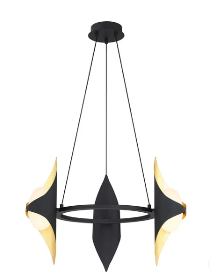 SDQ Lighting PD39303SB Modern LED Chandelier Light Sand Black Finish CCT 3000K/4000K/5000K
