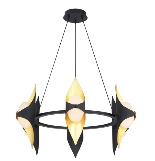 SDQ Lighting PD39306SB Modern LED Chandelier Light Sand Black Finish CCT 3000K/4000K/5000K