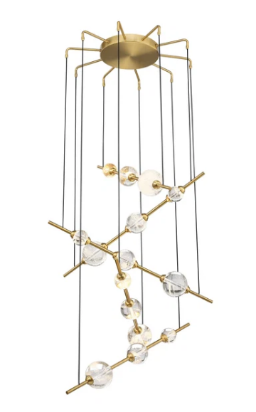 SDQ Lighting PD39915BG Modern LED Pendant Ceiling Light Brushed Gold Finish CCT 3000K