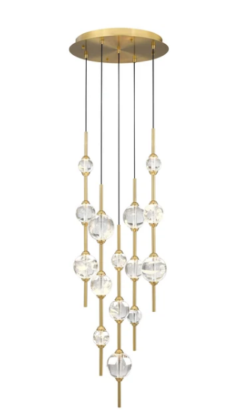 SDQ Lighting PD39916BG Modern LED Pendant Ceiling Light Brushed Gold Finish CCT 3000K
