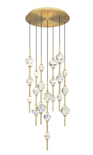 SDQ Lighting PD39921BG Modern LED Pendant Ceiling Light Brushed Gold Finish CCT 3000K