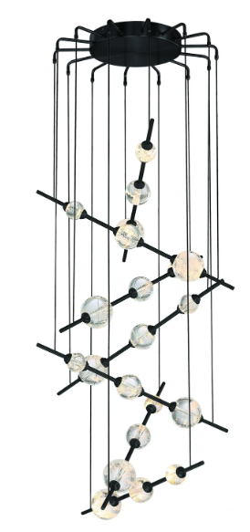 SDQ Lighting PD39926BK Frozen Rain Contemporary Matte Black LED Multi Drop Ceiling Light Fixture