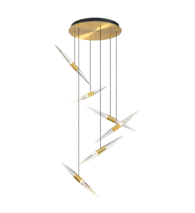 SDQ Lighting PD40006BG Contemporary Brushed Gold LED Multi Pendant Light