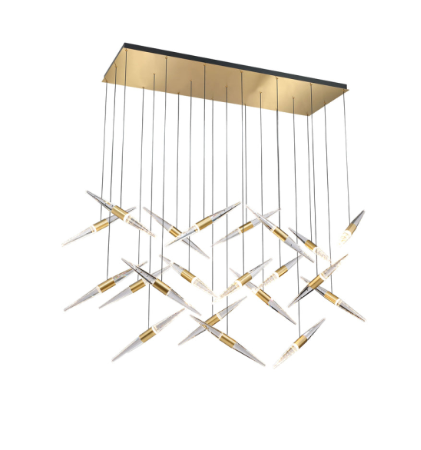 SDQ Lighting PD40021BG Modern Brushed Gold LED Island Chandelier Light