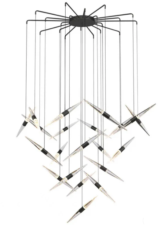 SDQ Lighting PD40073BK Gladiator LED Pendant CEiling Light Fixture, CCT 3000K/4000K/5000K, Voltage 120V