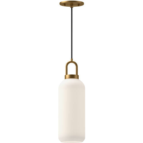 Alora Mood PD401505AGOP Soji 5" Wide Mini Pendant with Frosted Glass Shade, Aged Gold Finish