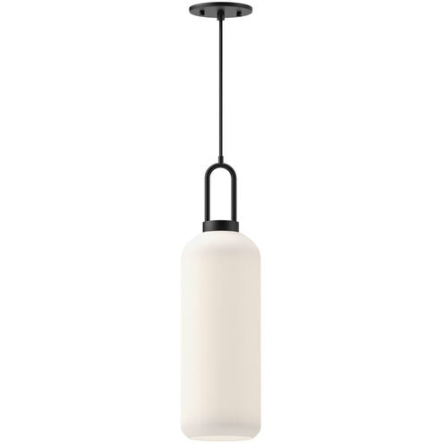 Alora Mood PD401606MBOP Soji 1 Light 6 inch Matte Black Pendant Ceiling Light in Opal Glass