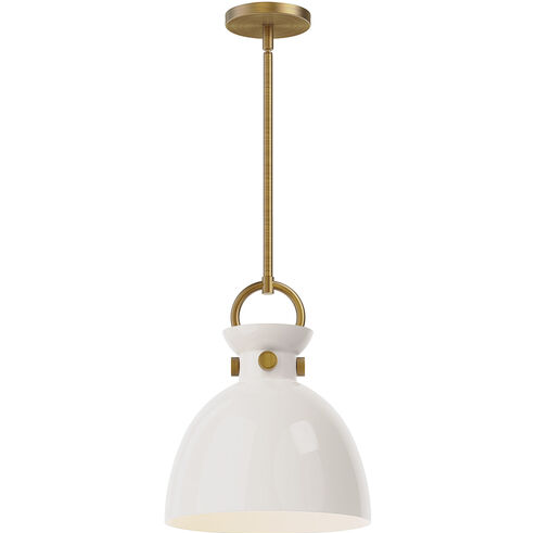 Alora Mood PD411811AGGO Waldo 1 Light 10.5 inch Aged Gold Pendant Ceiling Light in Glossy Opal