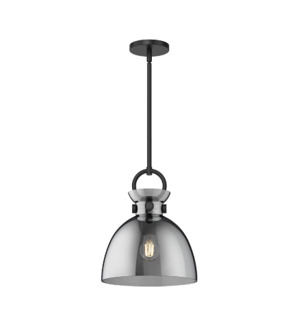 Alora Mood PD411811MBSM Waldo 1 Light 10.5 inch Matte Black Pendant Ceiling Light in Smoke Glass