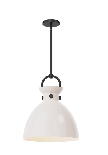 Alora Mood PD411814MBGO Waldo 14-in Matte Black/Glossy Opal Glass 1 Light Pendant