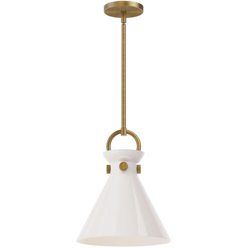 Alora Mood PD412511AGGO Emerson 1 Light 10.5 inch Aged Gold Pendant Ceiling Light in Glossy Opal