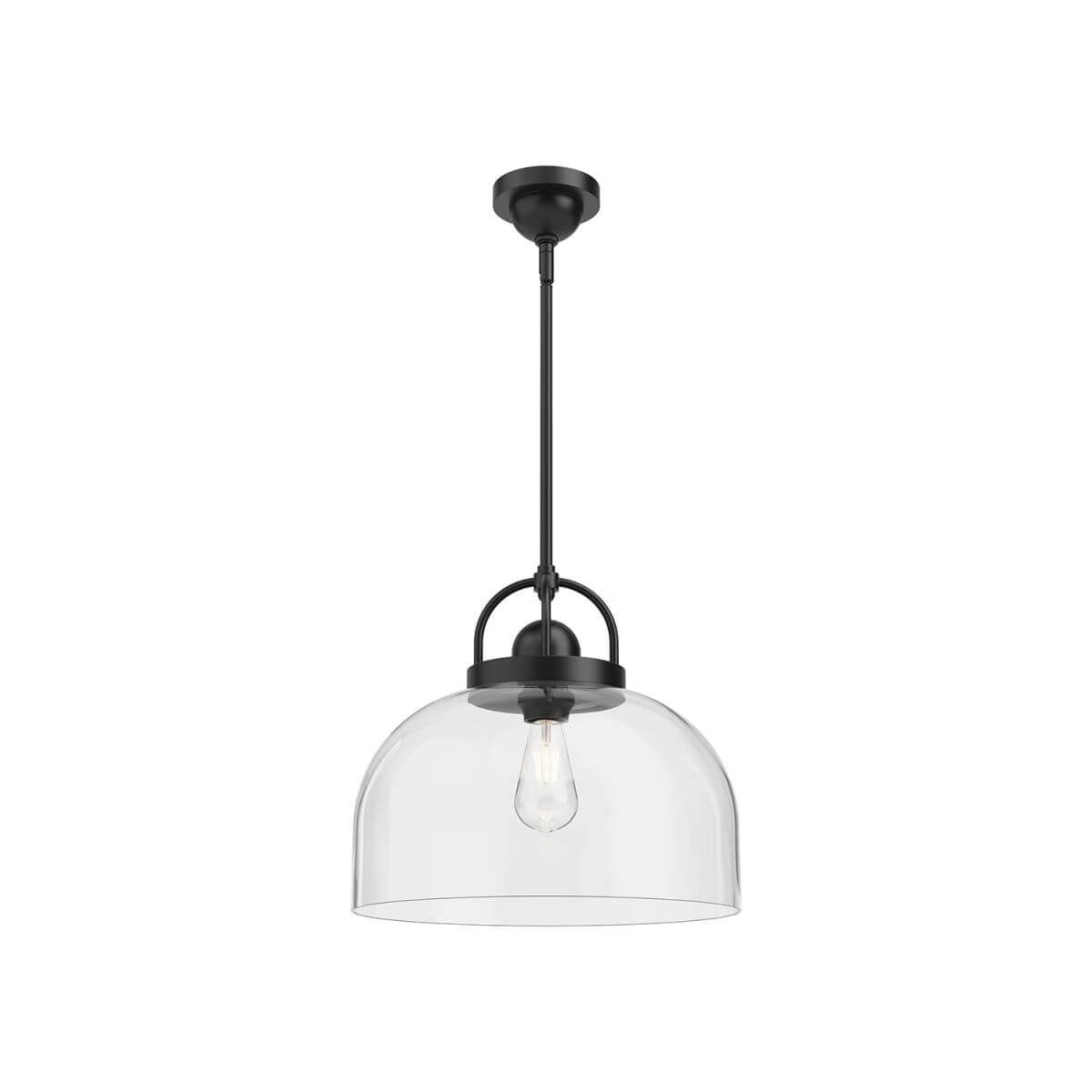 Alora Mood PD461101MB 15" Lancaster 1 Light Matte Black Pendant with Clear Glass
