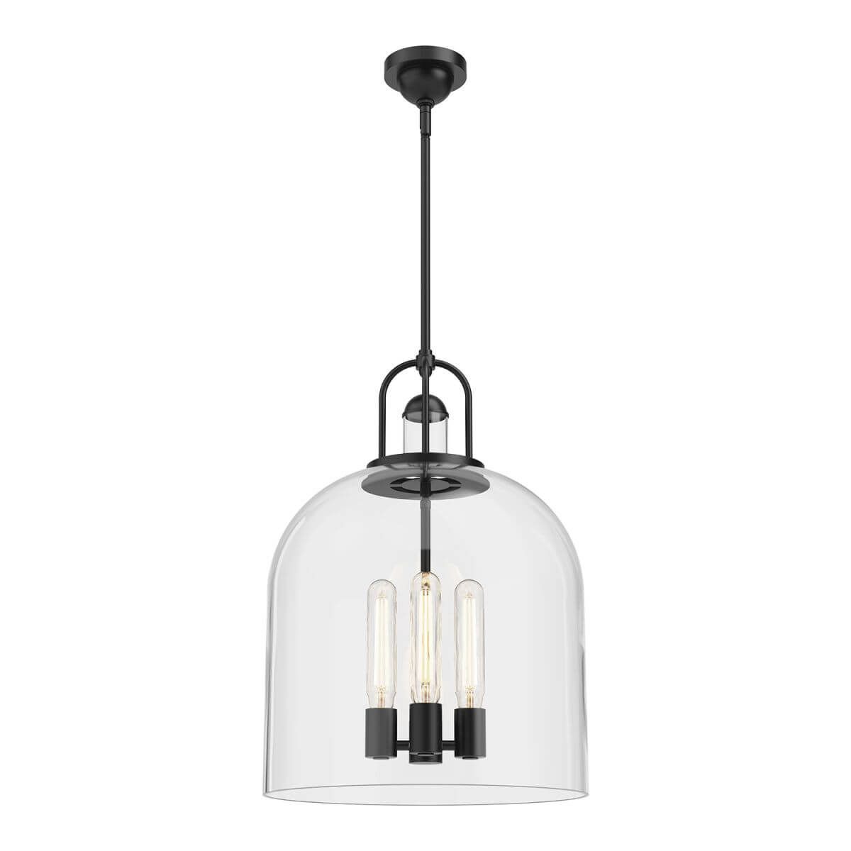Alora Mood PD461104MB 16" Lancaster 4-Light Matte Black Pendant with Clear Glass