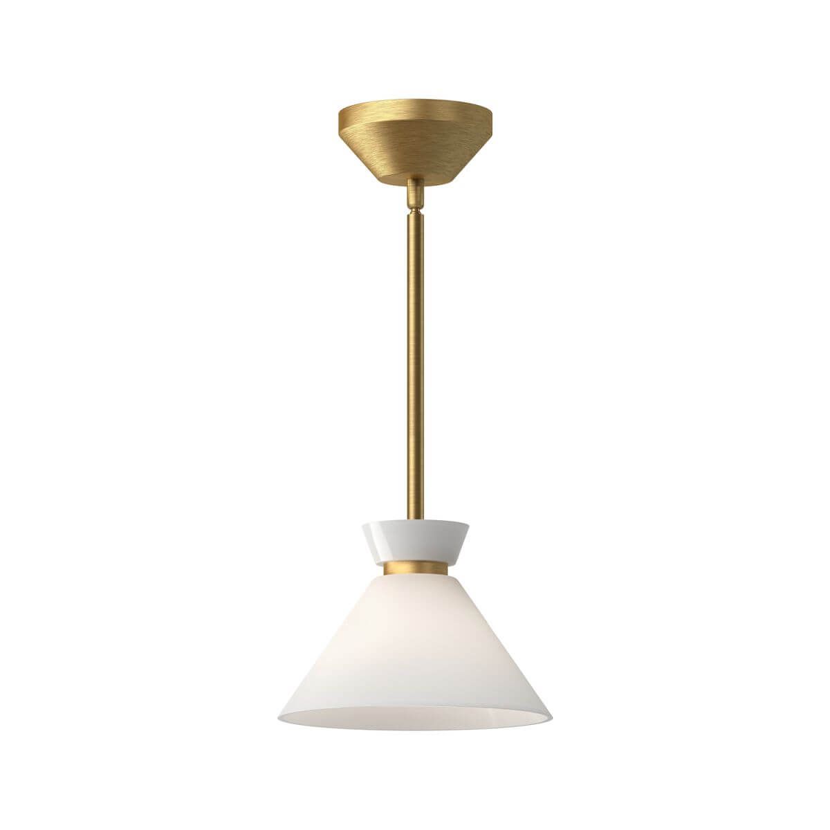 Alora Mood PD470108BGGO 8" Halston 1-Light Mini Pendant Fixture - Brushed Gold / Glossy Opal Glass Shade