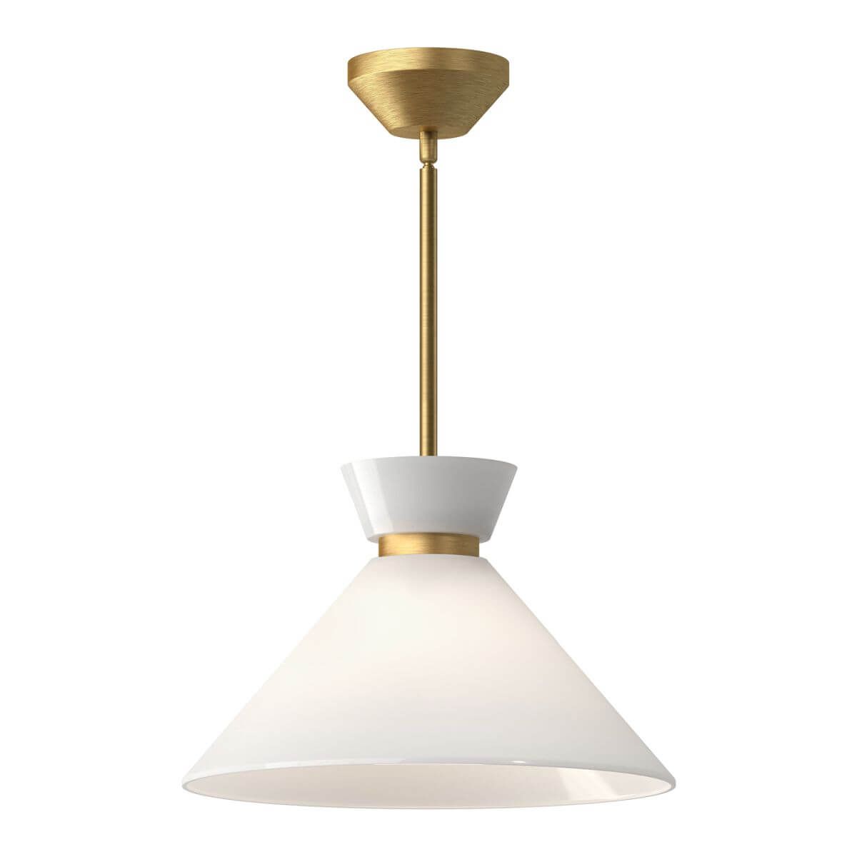Alora Mood PD470514BGGO 14" Halston 1-Light Mini Pendant Fixture - Brushed Gold / Glossy Opal Glass Shade