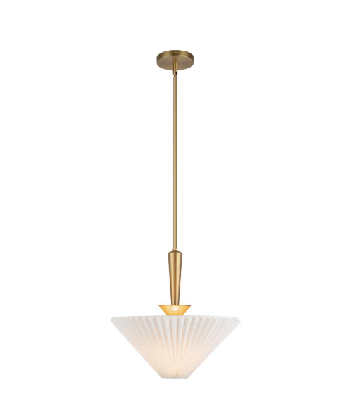 Alora Mood PD497016BGFW Bridgette 16-in Brushed Gold/Folded White Socket Pendant