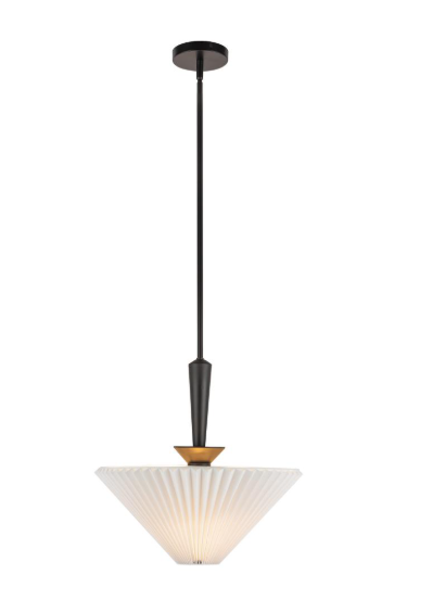 Alora Mood PD497016MBFW Bridgette 16-in Matte Black/Folded White Socket Pendant