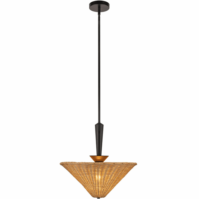 Alora Mood PD497016MBRA Bridgette 1 Light 16.38 inch Matte Black and Rattan Pendant Ceiling Light