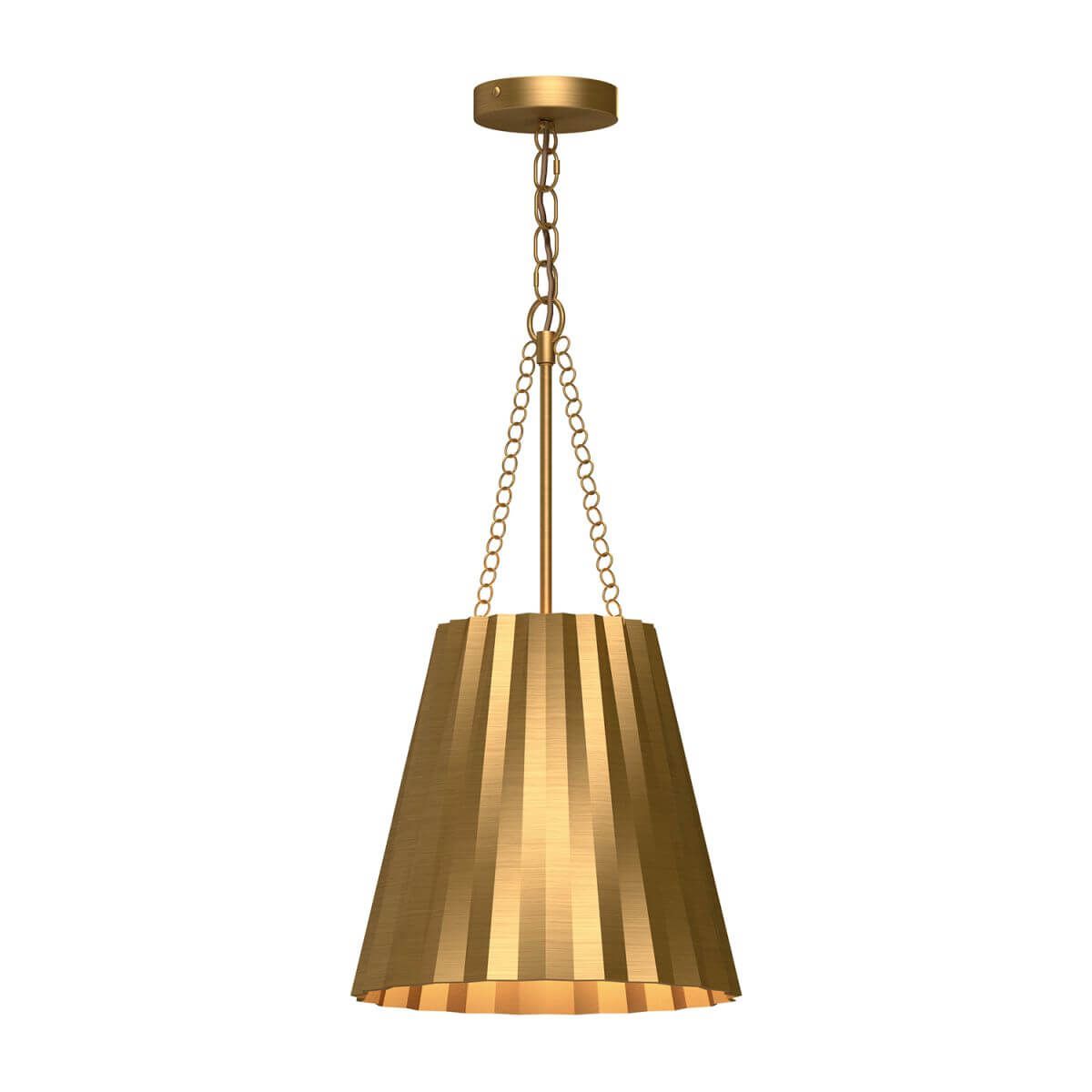 Alora Mood PD528012AG 12" Plisse 1-Light Pendant - Aged Gold Finish