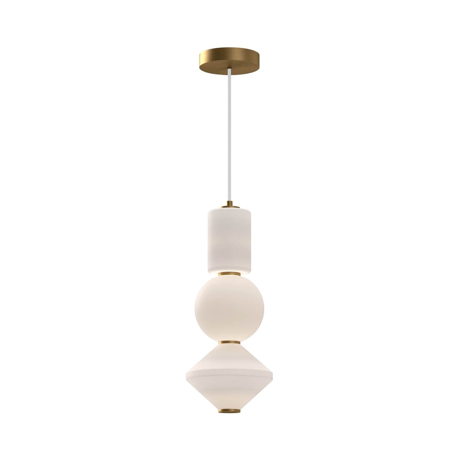 Alora Mood PD530341AGOP-UNV 8" Bijou LED Pendant Light - Aged Gold / Opal Glass