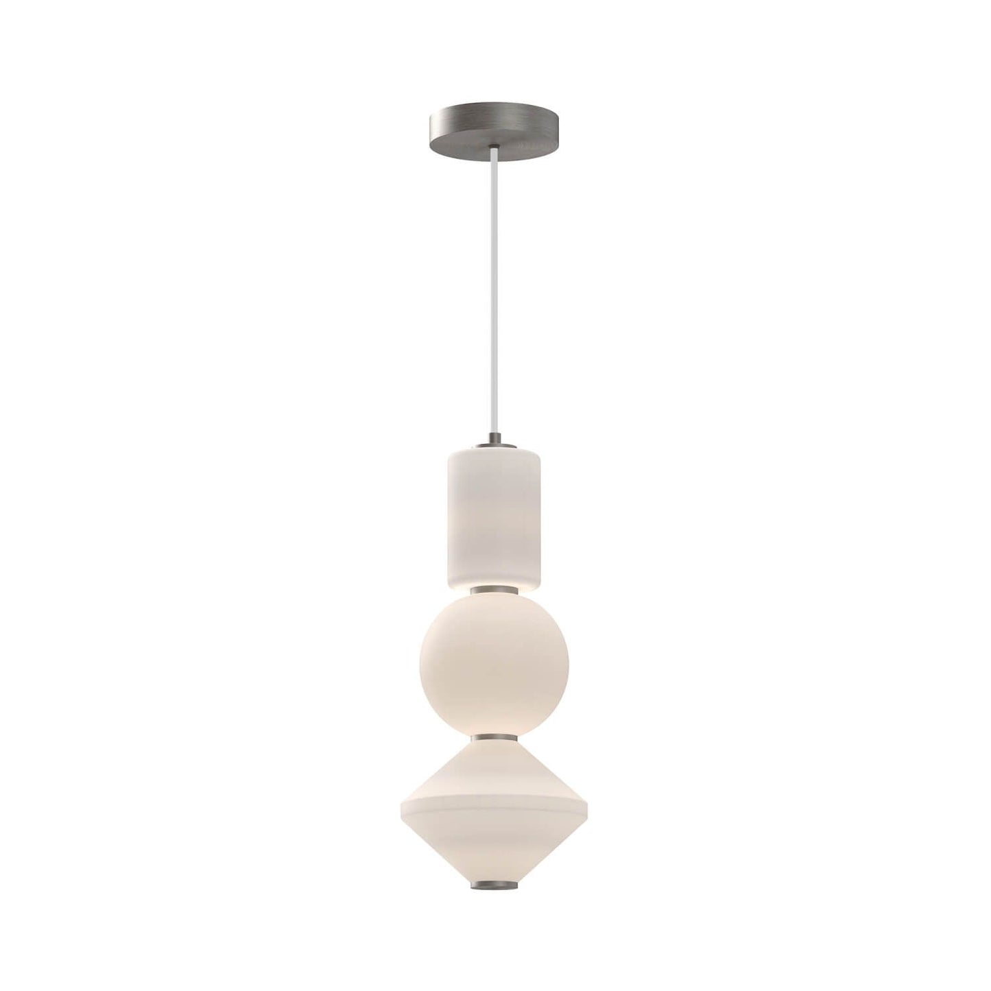 Alora Mood PD530341BNOP-UNV 8" Bijou LED Pendant Light - Brushed Nickel / Opal Glass