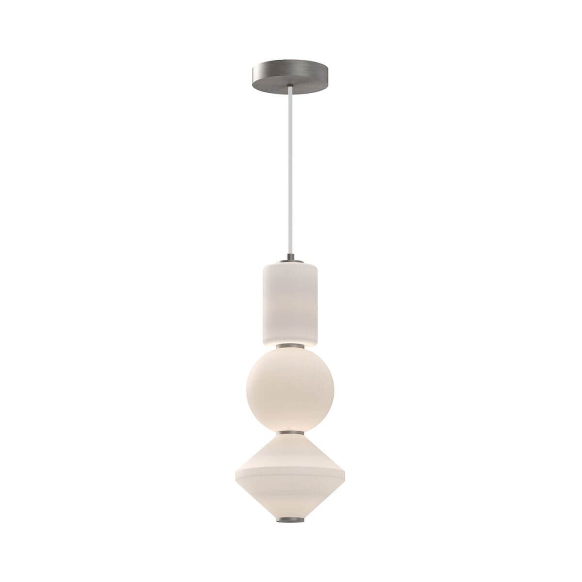 Alora Mood PD530341BNOP 8" Bijou LED Mini Pendant Light - Brushed Nickel / Opal Glass