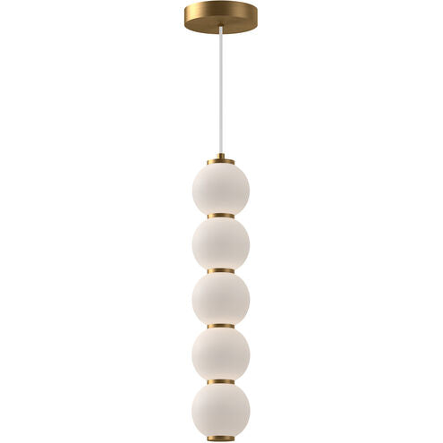 Alora Mood PD531515AGOP-UNV Universal Voltage Bijou LED 4.38 inch Aged Gold and Opal Matte Glass Pendant Ceiling Light