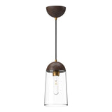 Alora Lighting PD542207AGWT Emil 1 Light 6 inch Mini Pendant in Aged Gold-Walnut with Clear Glass